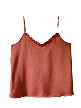 Womens Ruffle V-Neck Cami Top - Coral
